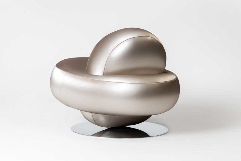 image of space-age silver chair