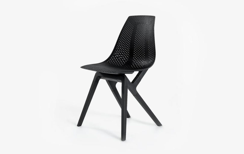 modern black dining chair on white background