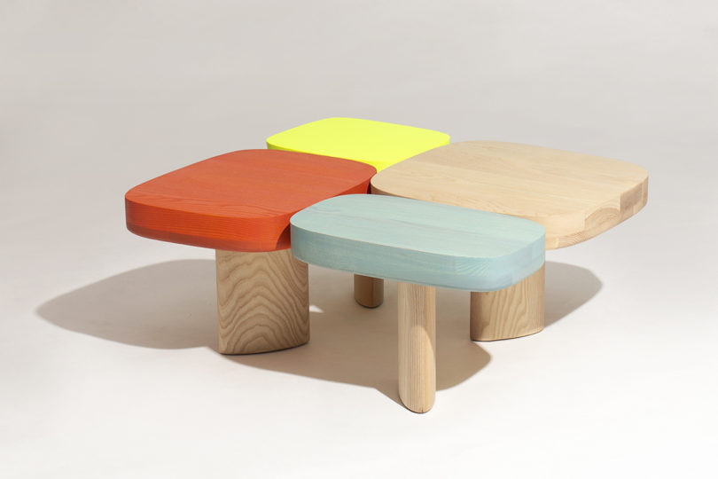 multicolored coffee table made up of four sections