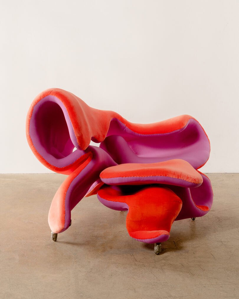 red and pink amalgamous chair