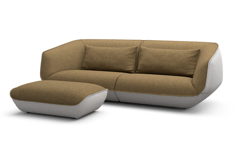 modern sofa with soft edges on white background