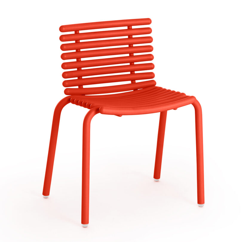 modern red outdoor chair on white background