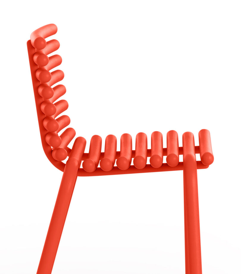 modern red outdoor chair on white background