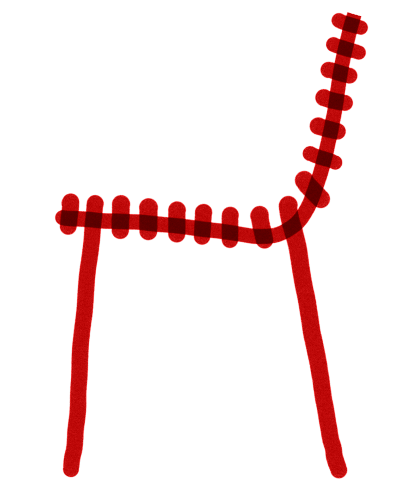 sketch of modern red outdoor chair on white background