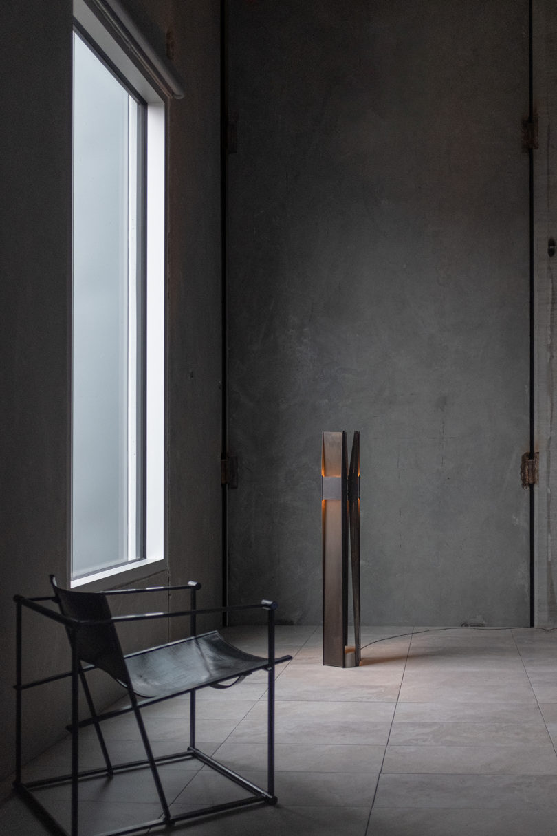 modern structural floor lamp styled