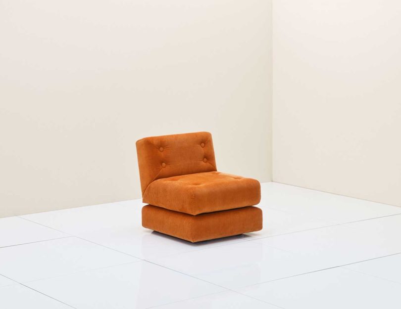orange corduroy chair