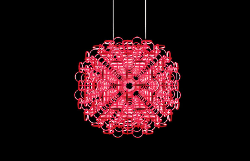 red geometric pendant lamp
