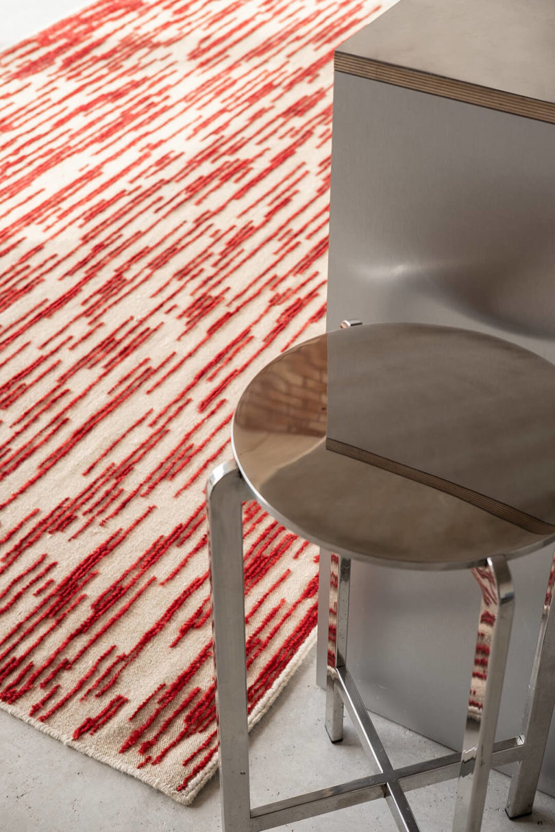 red and ivory rug