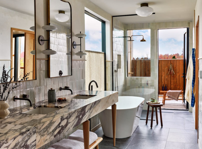 Light-filled bathroom with modern amenities