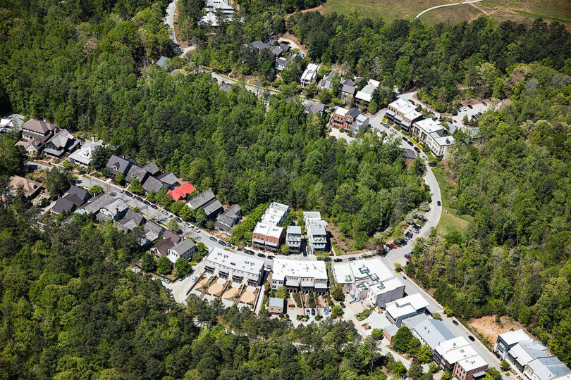 Overhead aerial photo of Serenbe's Selborne hamlet.