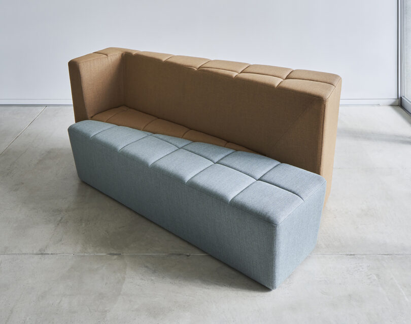 light blue and brown modular sofa