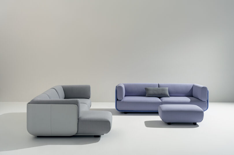 two light grey sofas