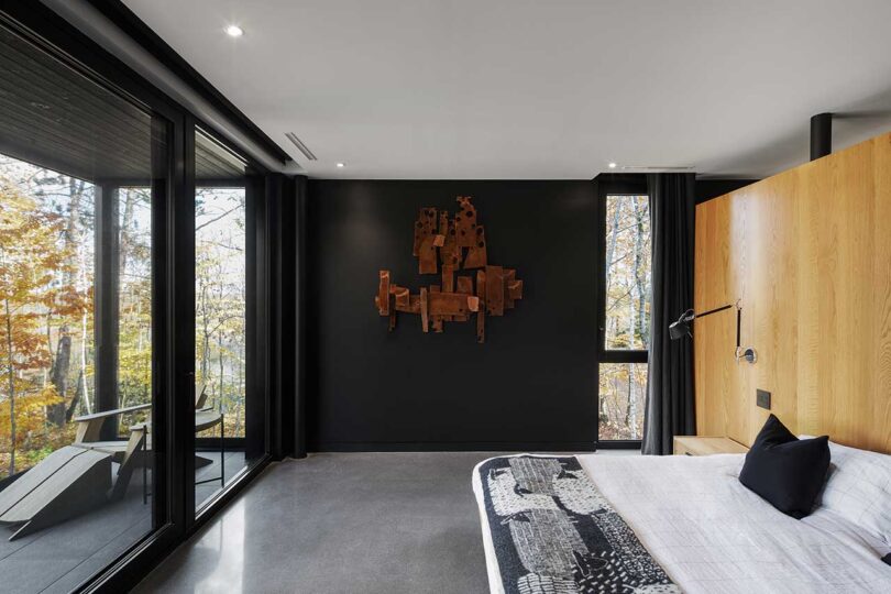 interior view of modern home with black wall