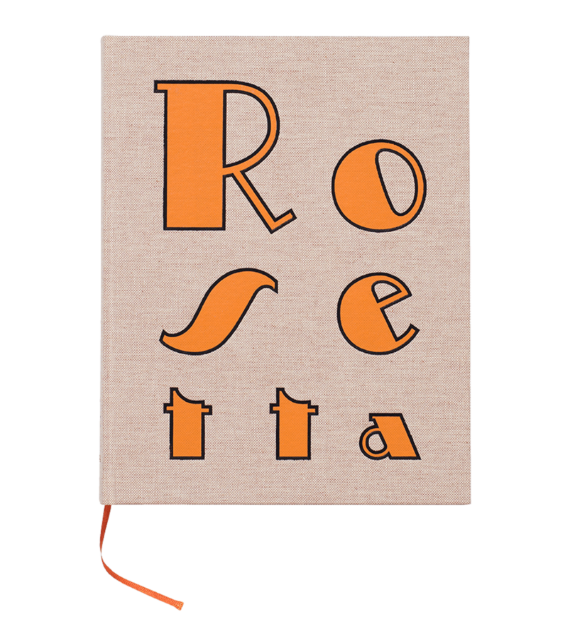 beige and bright orange book cover that reads ROSETTA
