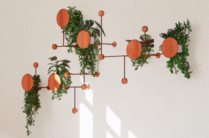 terracotta modular wall planters with plants