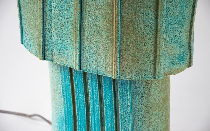 detail of turquoise glazed table lamp
