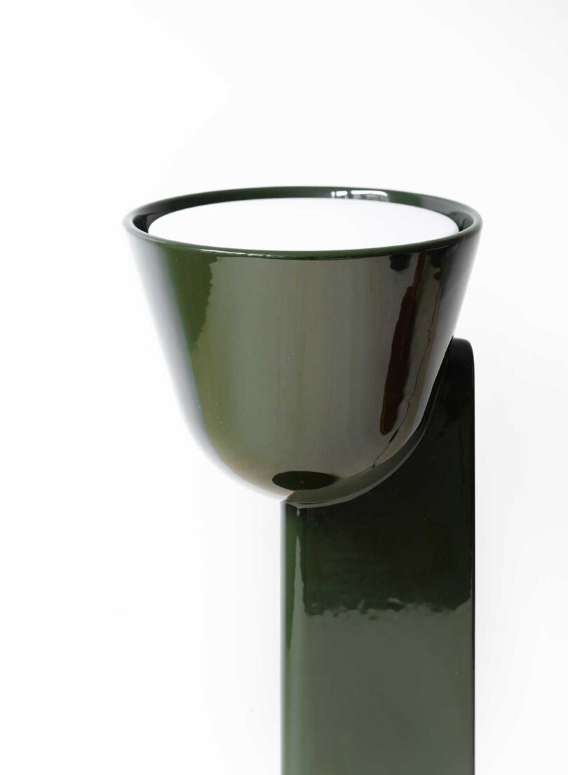 closeup of green ceramic lamp