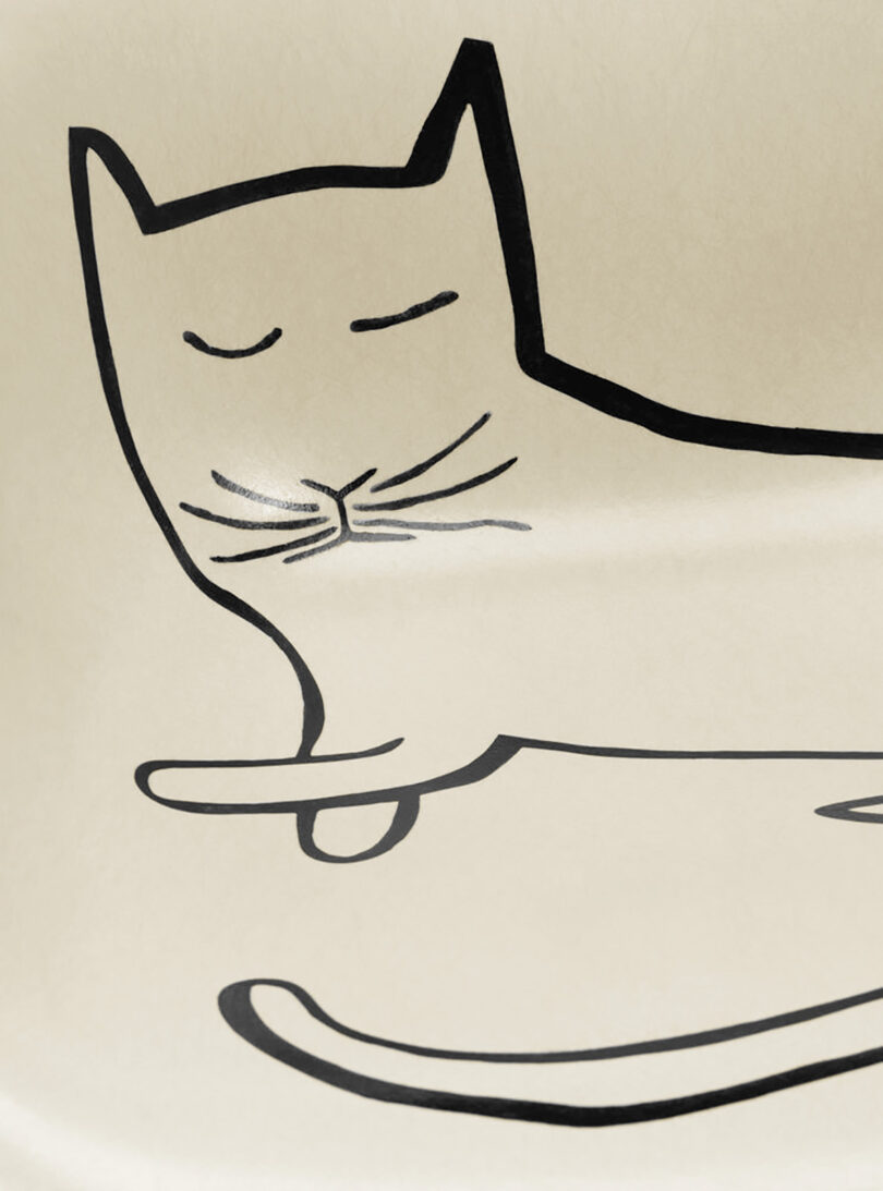 Detail of line drawing of cat done by Saul Steinberg.