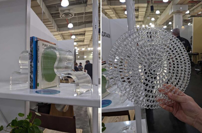side by side images of clear resin objects