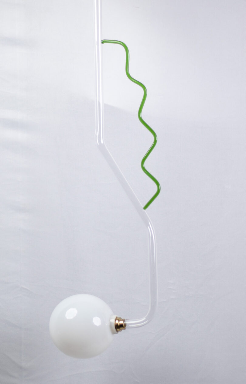 abstract clear and green glass hanging light