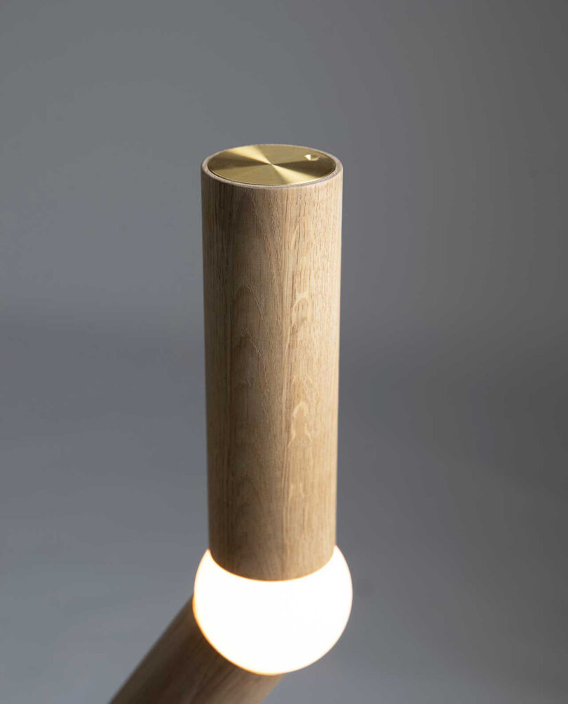 detail of long, slender floor lamp
