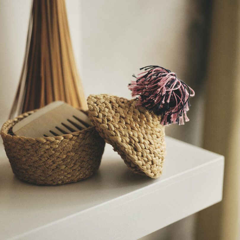 small woven lidded basket