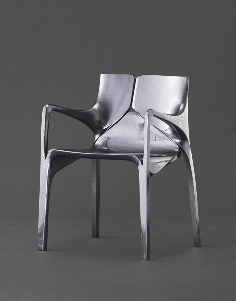 metallic finish armchair