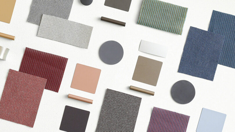 Swatches of Steelcase Karman fabrics in various colors