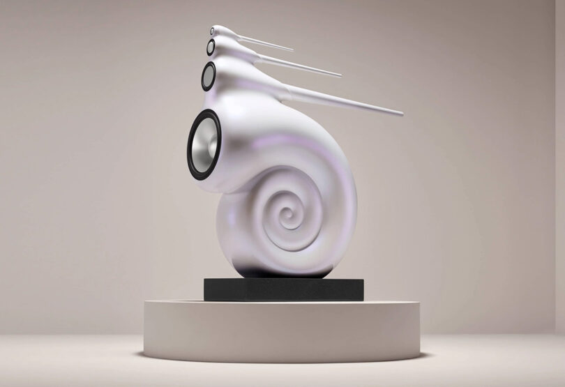 Side view of the biomorphic anniversary speaker