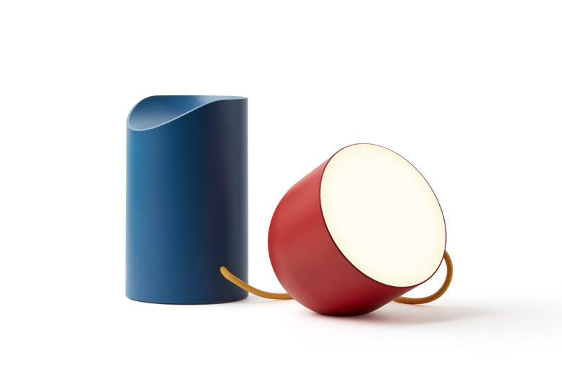 Luzes de lâmpada LED Orbe azul e vermelha com conjunto de luz de cabeça esférica em 2 partes separadas.