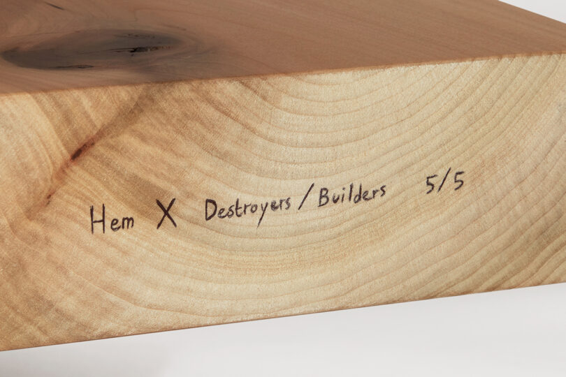piece of wood signed Hem X Destroyers & Builders
