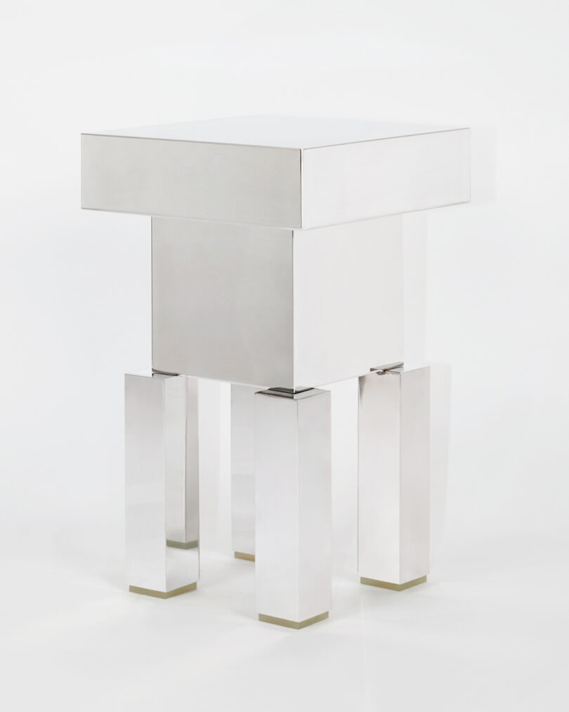 squared off mirrored stool