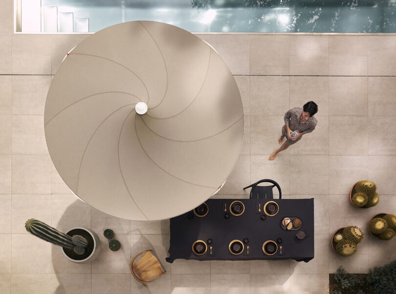 overhead view of a styled outdoor patio