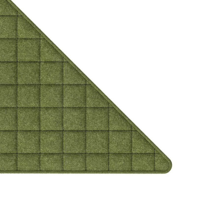 triangular corner of acoustic wall panel in green