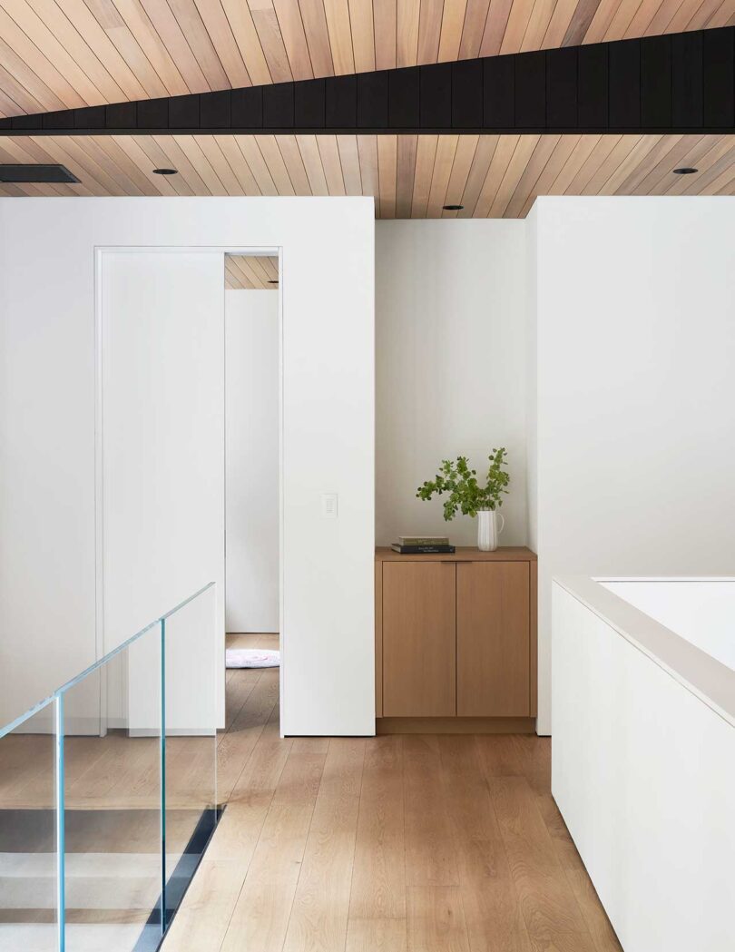 upstairs interior view of modern home hallway