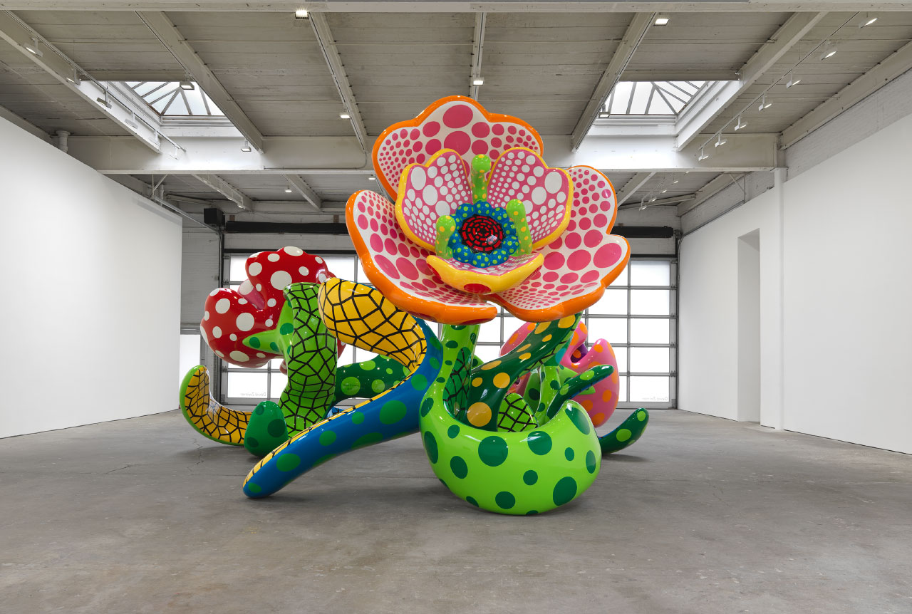 yayoi kusama brings polka dot flowers and pumpkins to new york