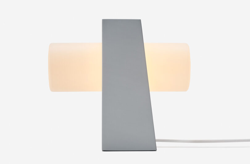Grey Figra table lamp from side view