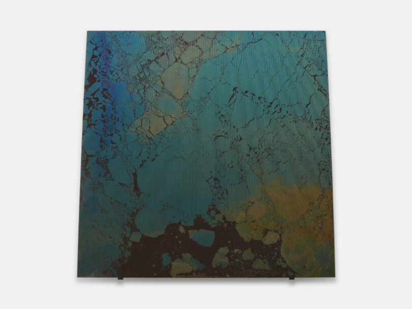 frontal image of aqua-colored glass by Ann Veronica Janssens