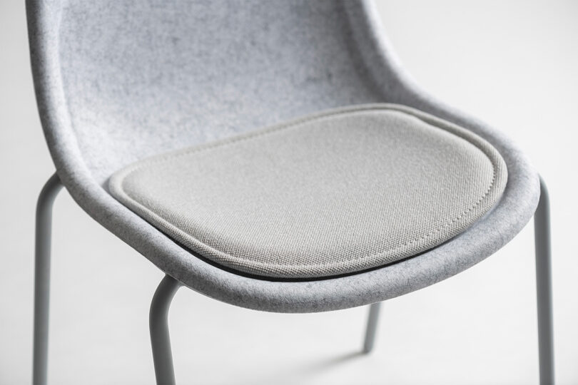 Detail of optional seat cushion in grey.