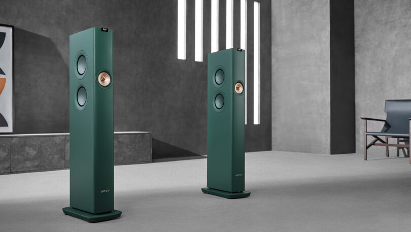 British Automotive History Colors These  KEF LS60 Wireless Lotus Edition Speakers