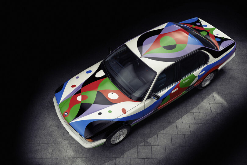 Overhead angled view of César Manrique's 10th edition BMW Art Car.