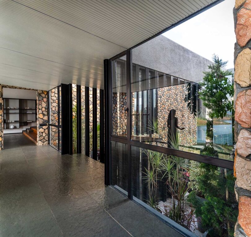 angled view of entrance hallway of modern house