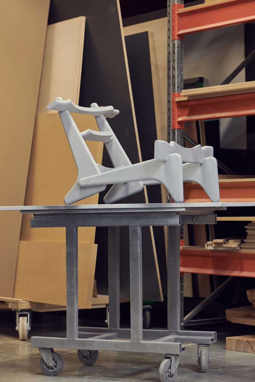 prototype of a low-slung chair
