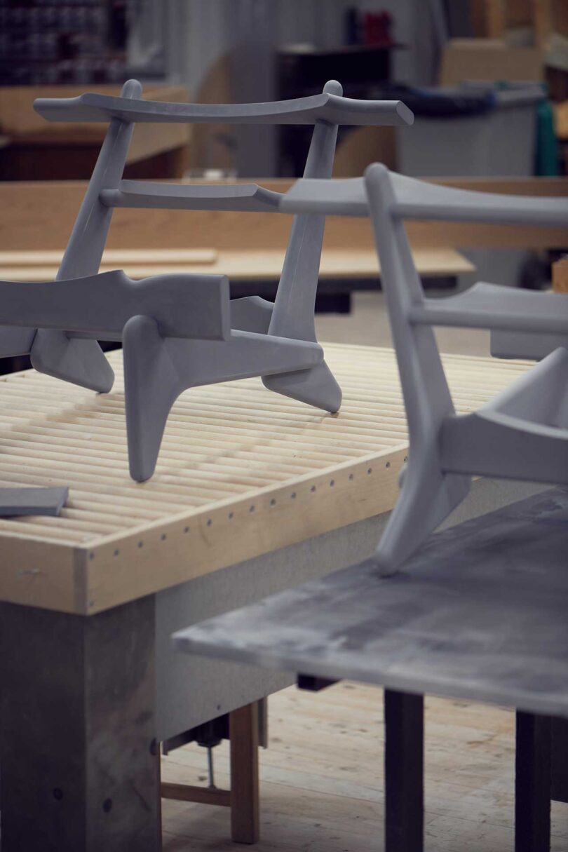 two prototypes of a low-slung chair