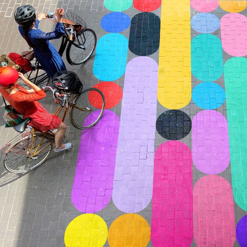 colorful geometric street mural
