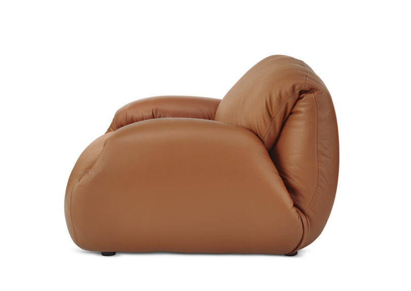 brown leather modular chair on a white background