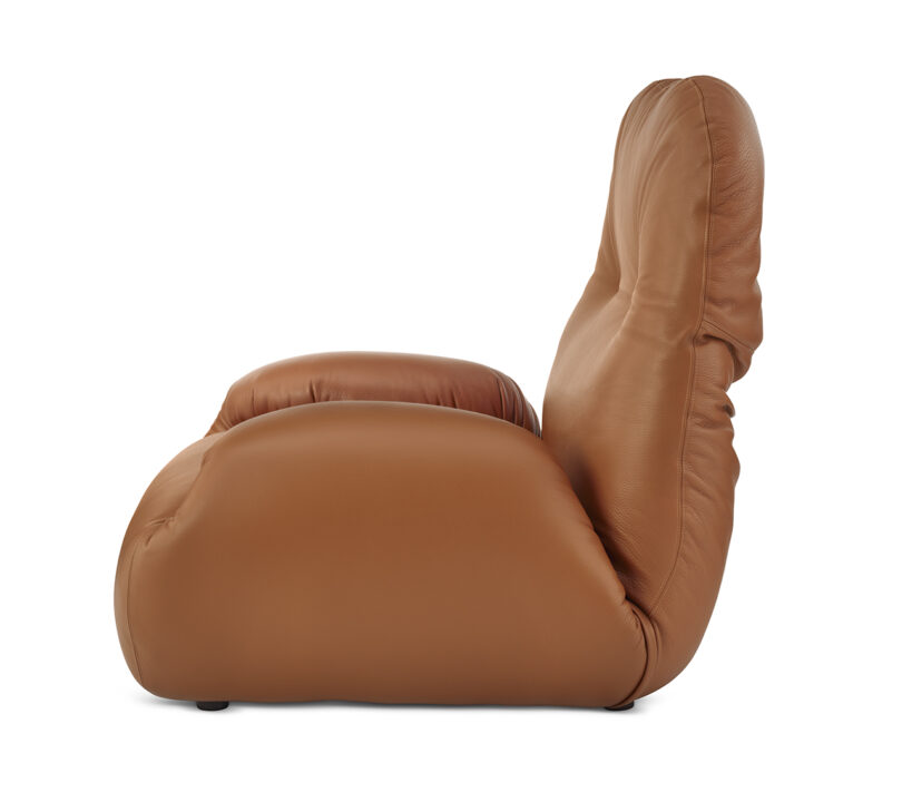 brown leather modular chair on a white background