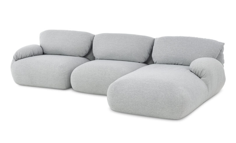 light grey modular sofa on a white background