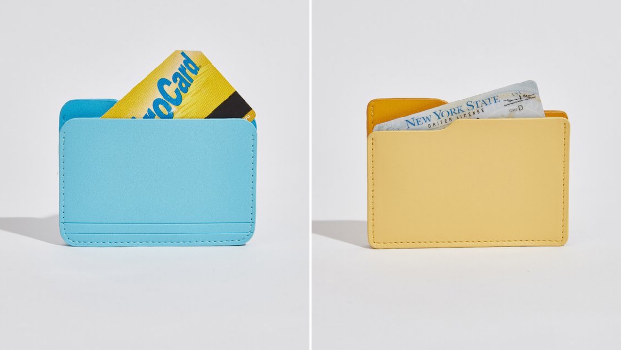 The Folder Wallet Collection featuring the blue Untitled Folder Wallet and yellow New Folder Wallet
