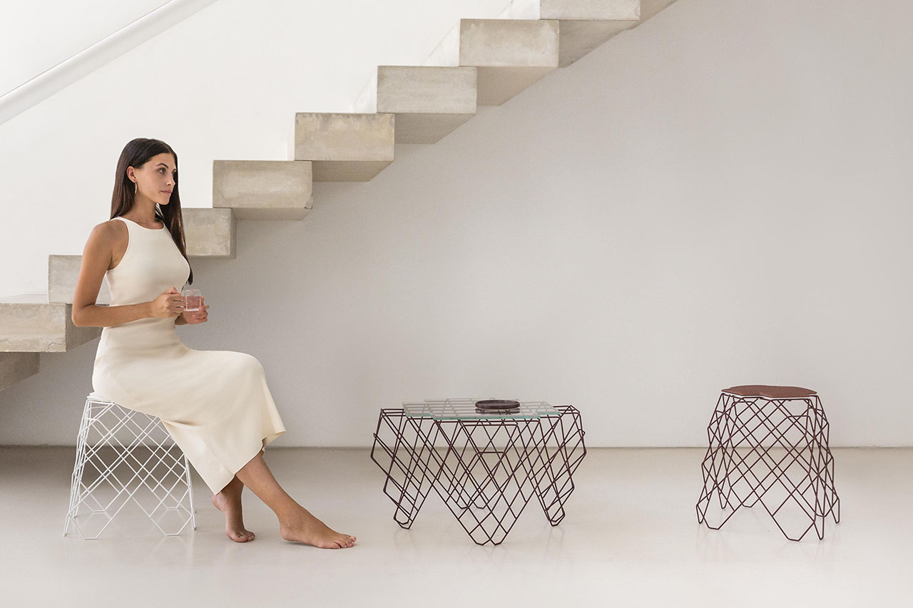 The R24 Coffee Table + Stool Are Weightless Strength Personified